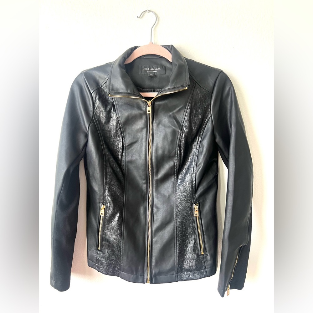 Marc New York - Textured Faux Leather Moto Jacket
